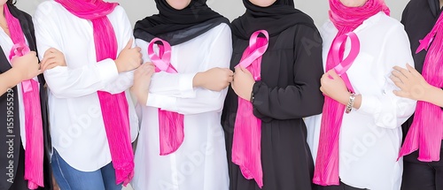 Women supporting breast cancer awareness