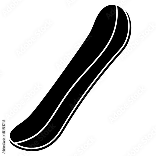 Black and white snowboard vector illustration, angled design element