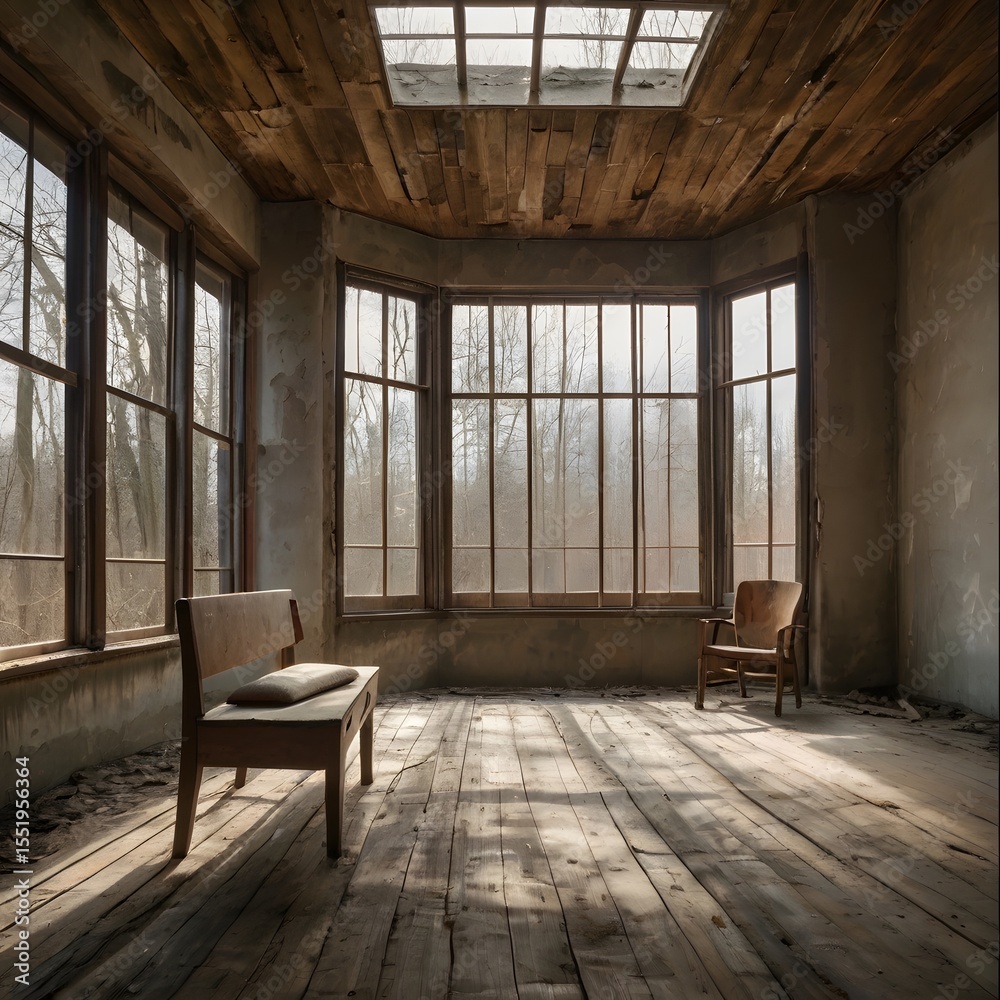 Fototapeta premium empty room with wooden floor