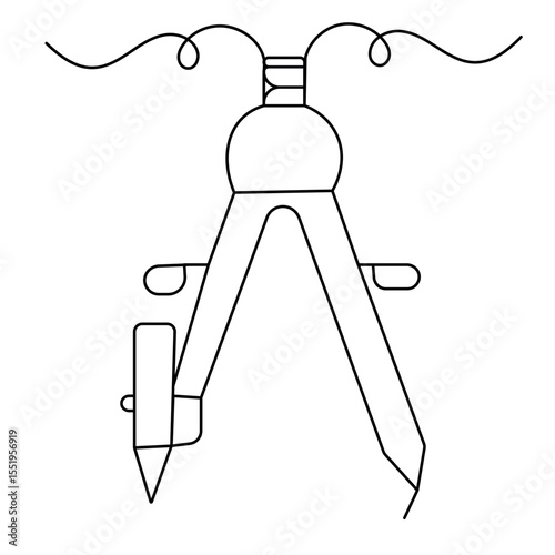 Math Compass continuous one line drawing outline vector icon 