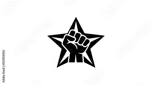 Fist and Star Outline and Solid Vector Icons - Revolution Power Symbol
