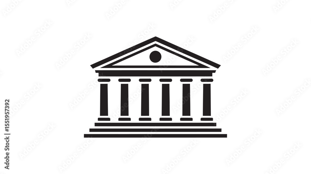 Classical Building Solid Vector Icon - Bank Museum Government Institution Symbol Classical Building Solid Vector Icon - Bank Museum Government Institution Symbol