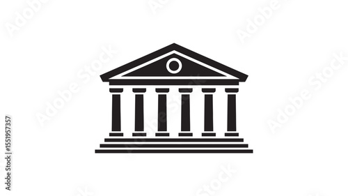 Classical Building Solid Vector Icon - Bank Museum Government Institution Symbol