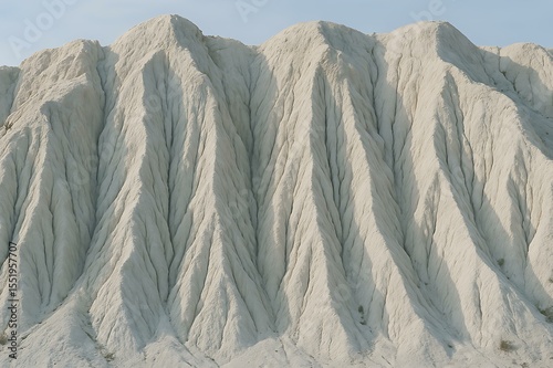 Whitish Limestone Mountains Etched with Vertical Rain-Carved Grooves