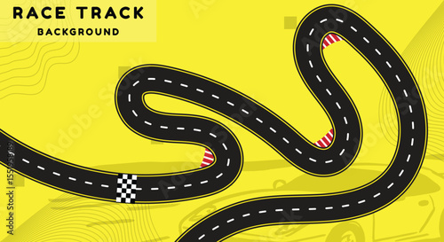Creative vector illusion of race track isolated on yellow background