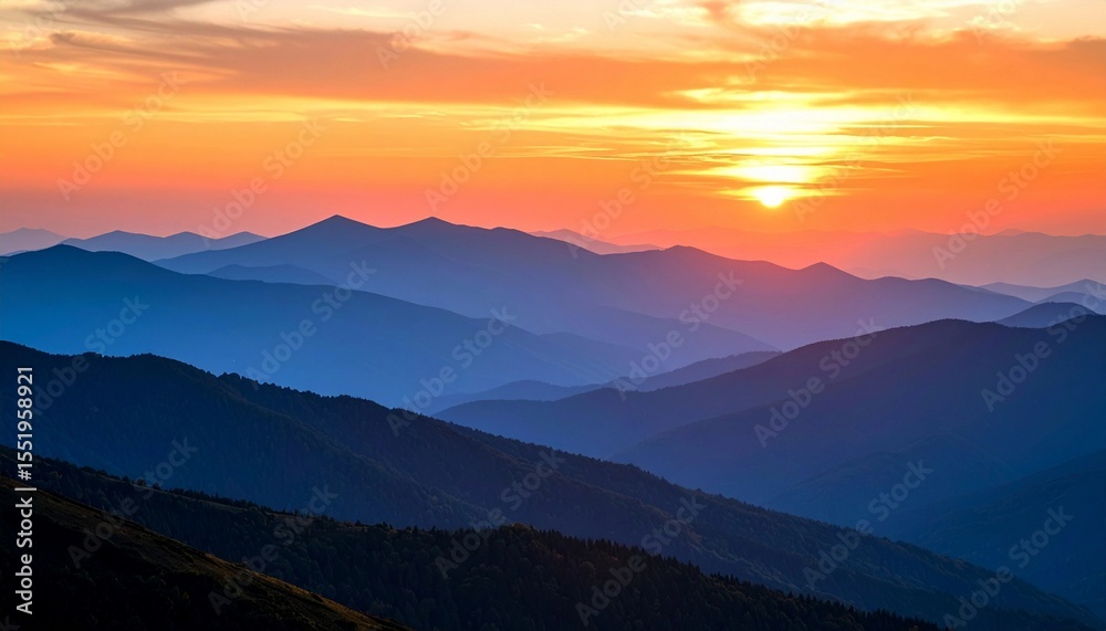 Fototapeta premium Majestic Mountain Range Bathed in the Warm Golden Glow of a Breathtaking Sunset