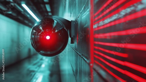 Surveillance Camera Monitoring Dimly Lit Tunnel Scene