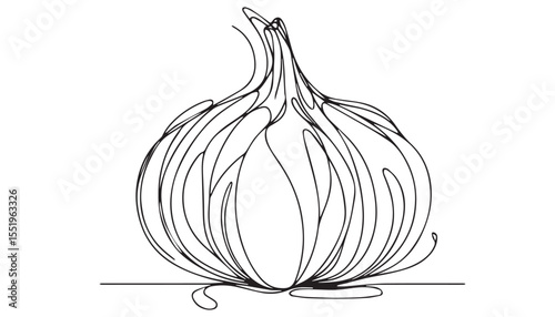 Continuous one single minimal line drawing garlic Vegetables