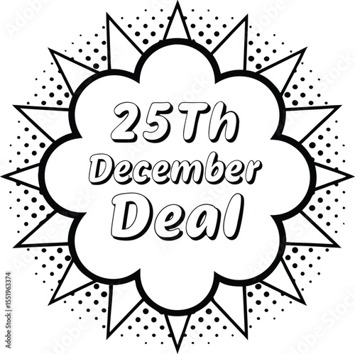 Comic explosion declares 25th December deal with dotted rays and a transparent background