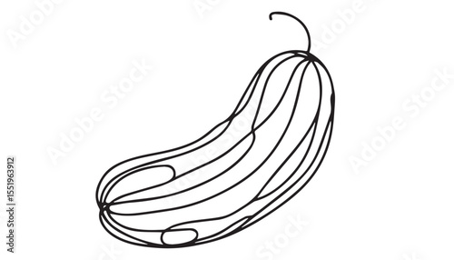 Continuous one single minimal line drawing Cucumber Vegetables