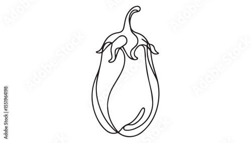 Continuous one single minimal line drawing eggplant Vegetables