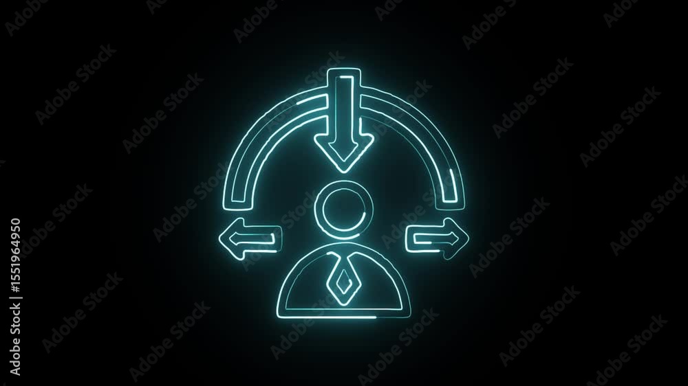 glowing neon perception icon isolated, black background, hd motion graphic animation glowing neon perception icon isolated, black background, hd motion graphic animation