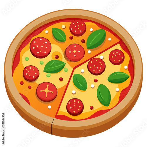 Delicious Pizza with Pepperoni and Basil
