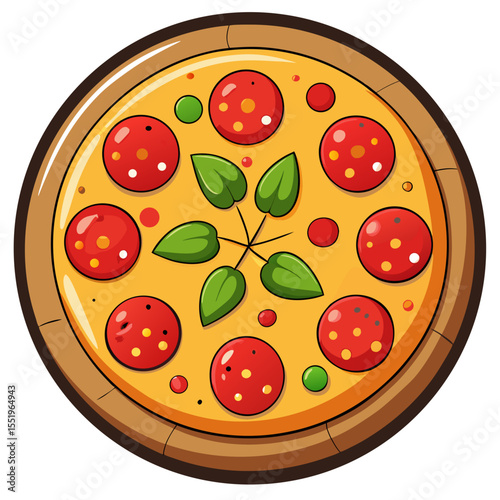 Cartoon Pizza with Toppings