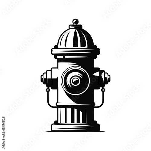 Black and White Graphic Illustration of a Fire Hydrant
