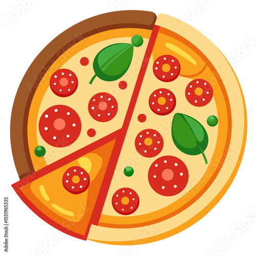 Pizza with Pepperoni and Basil