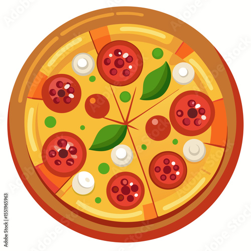 Colorful Flat Design Pizza Illustration