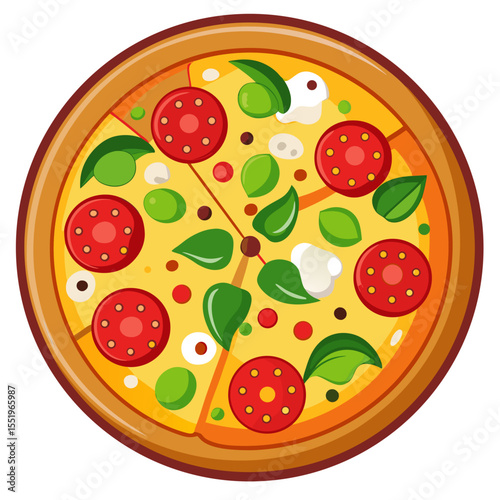 Colorful Pizza with Toppings