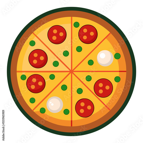 Cartoon Pizza with Pepperoni and Cheese