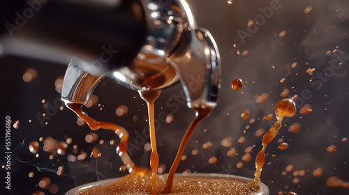 high detail, dynamic, dramatic, close-up shot of molten metal pouring, orange and yellow sparks flying, industrial, steel, metalwork, machinery, cinematic lighting, intricate details, detailed texture