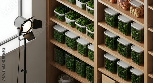Pantry Organization Featuring Green Vegetables Preserved For Future Culinary Ventures