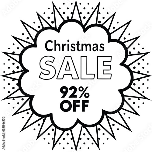 Christmas sale offers ninetytwo percent off inside a stylized geometric cloud with transparent backdrop