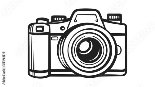 Vintage Camera Vector Illustration Classic Photography Equipment Design, DSLR Camera Vector Graphic, Retro Camera Vector Art
