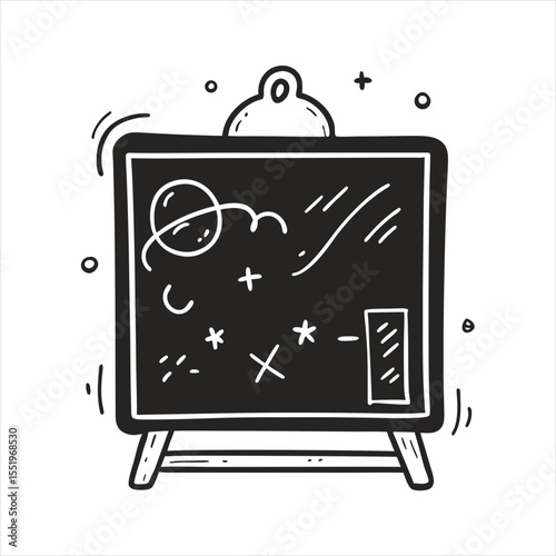 blackboard sketch illustration in doodle art style on transparent background