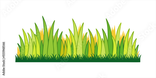 cute grass border vector in crayon style on white on transparent background