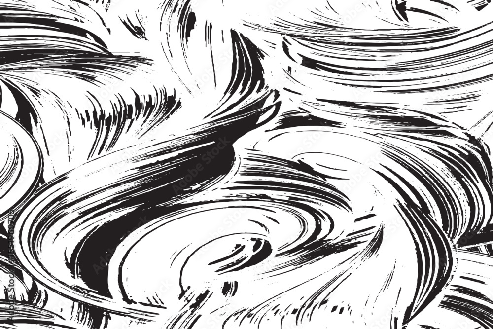 Fototapeta premium Dynamic Abstract Black and White Brush Stroke Swirls Pattern