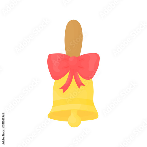 Bell with red bow. Back to school concept. September 1st holiday.