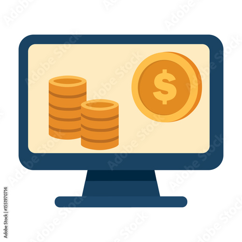 coins and laptop