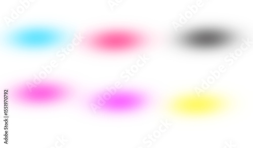 Set of different colours overlay gradient shadow effect on transparent background.