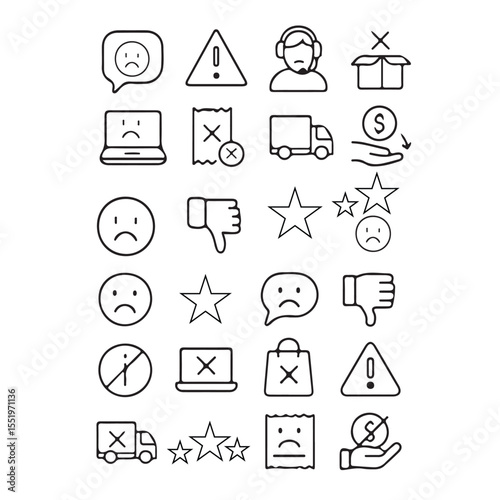 Icons representing various negative feedback .