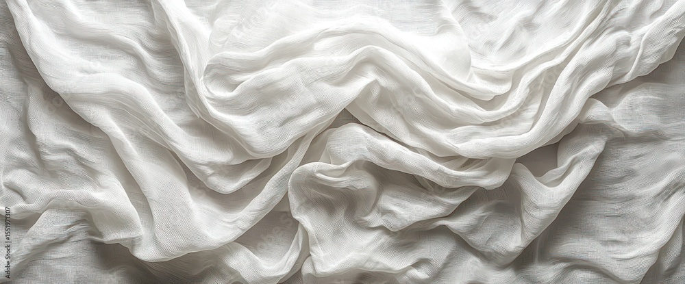 Fototapeta premium Elegant white silk fabric background with soft, flowing drapery and gentle shadows