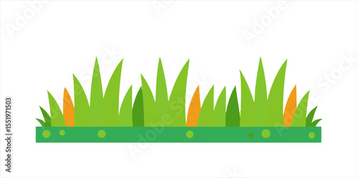 cartoon grass border vector in child art style on on transparent background