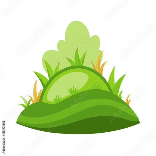 cartoon grassy hill vector clipart on white backgr on transparent background