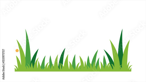 childlike grass border vector illustration on white background on transparent background