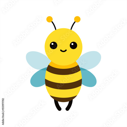 cute bee clipart in flat style on white background on transparent background