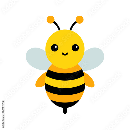 cute bee clipart in flat style on white background on transparent background
