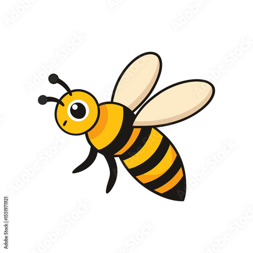 flying bee drawing isolated on white background on transparent background