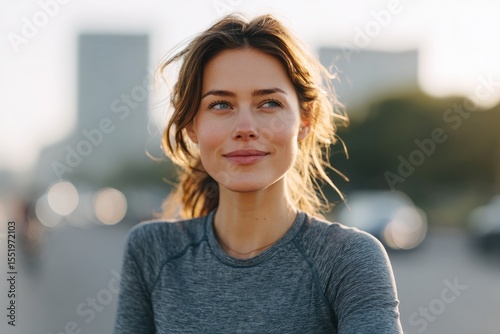 portrait of mindful commuter cycling to work on urban street
