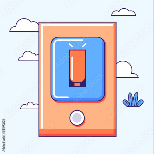 Stylized Light Switch Illustration with Orange and Blue Accents