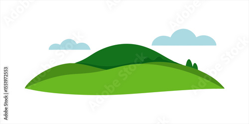 grassy hill landscape vector illustration on white on transparent background