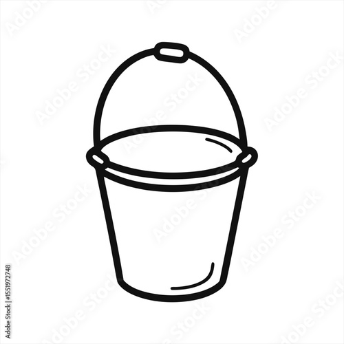 hand drawn bucket doodle on white background on transparent background