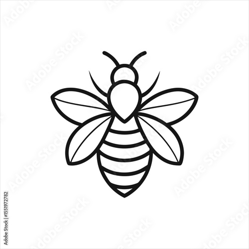 minimalist bee line art on white background on transparent background