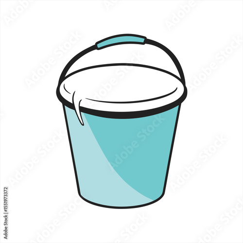 sketch style bucket illustration on white canvas on transparent background