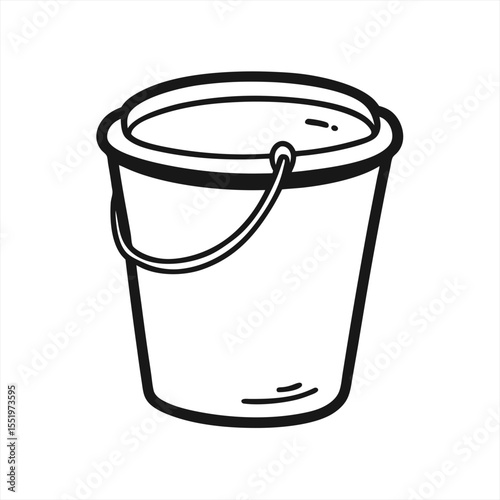 vector bucket sketch in doodle style on white background on transparent background