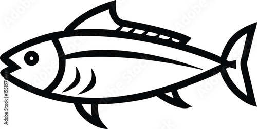 Stylized tuna fish illustration with vibrant color palette