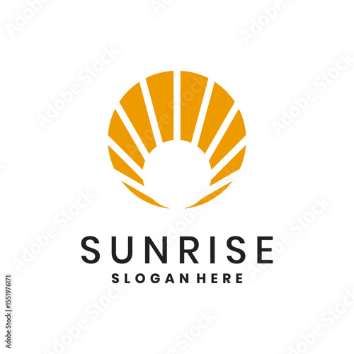 sunrise logo with orange rays in circular minimalist design